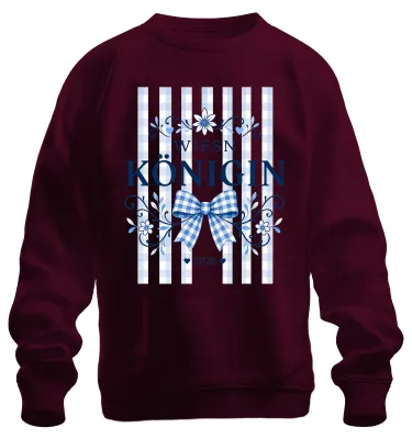 Produktbild von Wiesn Königin 2026  Bayern Damen Tracht Lederhose Sweatshirt Pullover, Burgundy, M