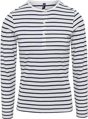 Immagine prodotto di Premier Workwear PR318 | Maglietta a maniche lunghe da donna - Colore: Bianco/Navy (circa Pantone 2766) - Taglia: M