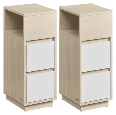 Obrázok produktu pre Nočné stolíky, sada 2 kusov, s zásuvkami – drevotrieska/MDF – 30 x 25 x 65 cm