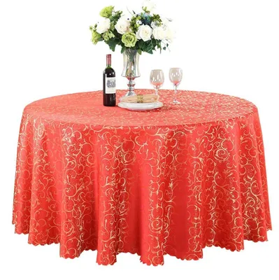 Productafbeelding van Ronde Jacquard tafelkleed, helderrood, diameter 260 cm, polyester