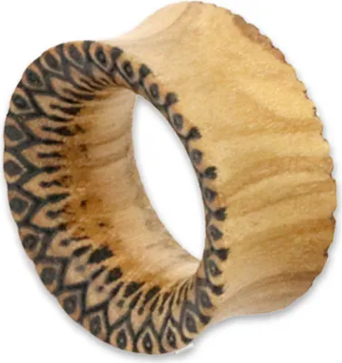 Produktbild von viva-adorno 1 Stück 20mm 12-22mm Flesh Tunnel double flared Plug Holz Tribal Muster Laser Gravur Ohr Piercing Z546,hellbraun