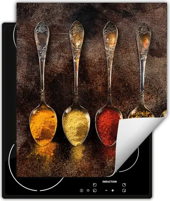 Image de DarHaus Plaque de recouvrement pour cuisinière 45x52 cm Tapis antidérapant Enroulable, Cuillère - Épices