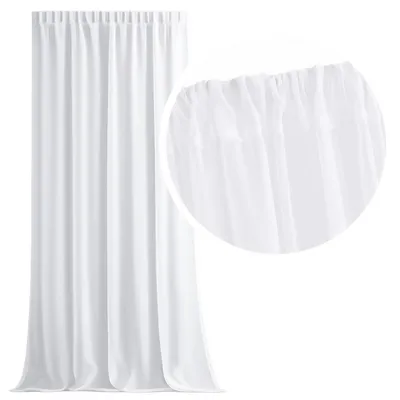 Produktbild von MEBLEODNOWA, Voile-Gardine, Gardine mit Kräuselband, Glatter Voile, Weiß, 140x250 cm, Fenstergardine, Lichtdurchlässig, Pflegeleicht, Elegante