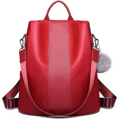 Productafbeelding van Damen rugzak, klein, anti-diefstal, elegante stadrugzak, 3-in-1, handtas, rood