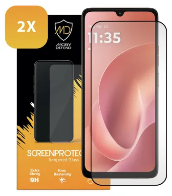 Produktbild von MobyDefend 2er-Pack Displayschutzglas mit schwarzem Rand - kompatibel mit Motorola Moto G06 - Gehärtetes Glas