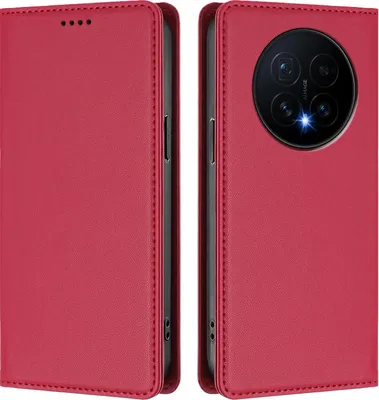Image de Etui en cuir pour Honor Magic8, étui magnétique en cuirPolyuréthaneavec support Rouge