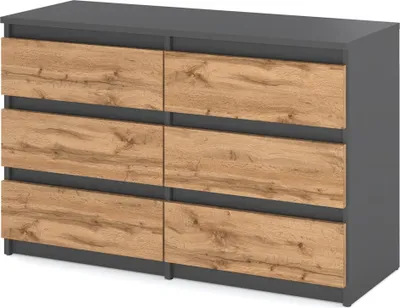 Zdjęcie produktu dla Komoda Z 6 Szufladami 100Cm Hugo Loft Młodzieżowa Szafka Rtv Szary Wotan