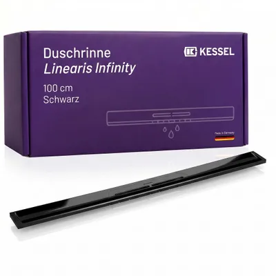 Produktbild von KESSEL Duschrinne Linearis Infinity 60, 100cm Schwarz, 45302.10,  Bodengleiche Duschablauf-Rinne aus V4A  – inkl. Megastop Geruchsverschluss