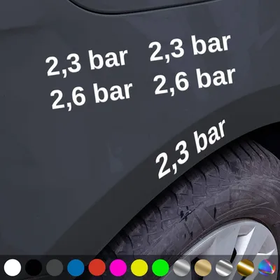 Produktbild von PantherPixel Luftdruck Aufkleber Reifenluftdruck BAR Reifendruck Sticker Auto Geschenkidee Farbe Weiss