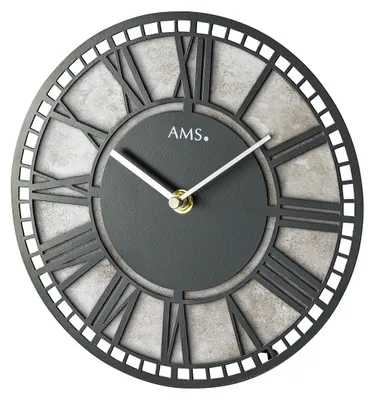 Produktbild von AMS T1233 Tischuhr mit Metallgehäuse und Silber Antik-Zifferblatt