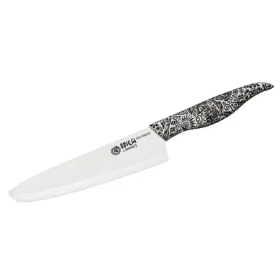 Zdjęcie produktu dla Ceramiczny nóż szefa kuchni Samura INCA 7,4" - wysokiej jakości japoński stalowy nóż kuchenny z ostrzem z białej cyrkonii do precyzyjnego cięcia i kulinarnej doskonałości