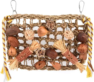Produktbild von Wellensittich Spielzeug, Papagei Kauspielzeug Vogelspielzeug Natürliches Sicheres Holz Block Schaukel zum Kauen für Alle Papageien & Vogel