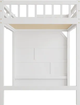 Produktbild von Flieks Etagenbett 90x200cm mit Rausfallschutz, Hochbett mit Stauraumtreppe, Kinderbett Einzelbett mit Schubladen, Holzbett Kinderzimmer, Weiß