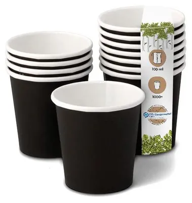Papierbecher 100 ml, Ø 62 mm, schwarz, 1000 Stück, Einwegbecher