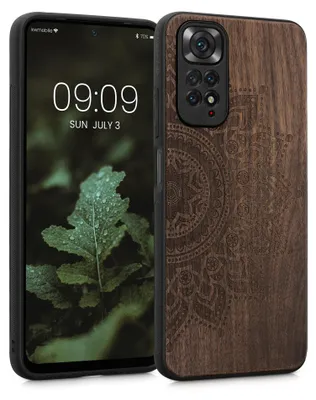 Produktbild von kwmobile Handyhülle für Xiaomi Redmi Note 11 / Note 11S Hülle Holz - Case mit TPU Bumper - Stoßfestes Hardcase - Schutzhülle Cover in Dunkelbraun