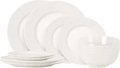 Immagine prodotto di Cookinglife Set di stoviglie CampVibe - Plastica 12 pezzi / 4 persone - 4 piatti piani, 4 piatti da colazione e 4 ciotole
