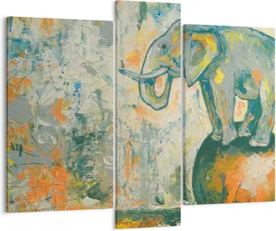 Produktbild von Bild auf Leinwand - Leinwandbild - Elefant Abstraktion - 95x80cm - Wand Bild - Wanddeko - Wandbilder - Leinwanddruck - Bilder - Kunstdruck - Wanddekoration - Leinwand bilder - Wandkunst - CB95x80-3566