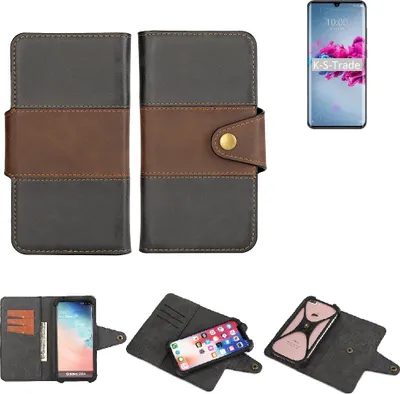 Produktbild von K-S-Trade Handyhülle Schutzhülle Hülle Bookstyle Wallet-Case kompatibel mit ZTE Axon 11 5G Bumper Rundumschutz schwarz-braun 1x