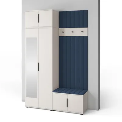 Produktbild von Garderoben-Set Napoli Version 14: Kleiderschrank mit Polsterpaneelen, Schuhschrank Flur und Eingangsbereich (Cashmere/Trinity 30)