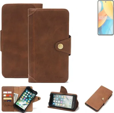 Produktbild von K-S-Trade Handyhülle kompatibel mit ZTE Axon 60 Lite Schutz Hülle Walletcase Bookstyle Tasche Case Handytasche Wallet Flipcase Cover PolyurethanBraun (1x)