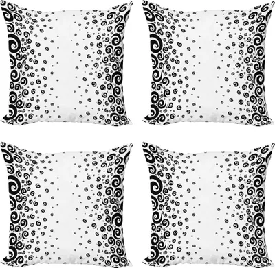 Produktbild von ABAKUHAUS Schwarz und weiß Kissenbezug Set (4 Stück), Zusammenfassung Zier, Moderner Doppelseitiger Digitaldruck, 50 cm x 50 cm, Schwarz und weiß