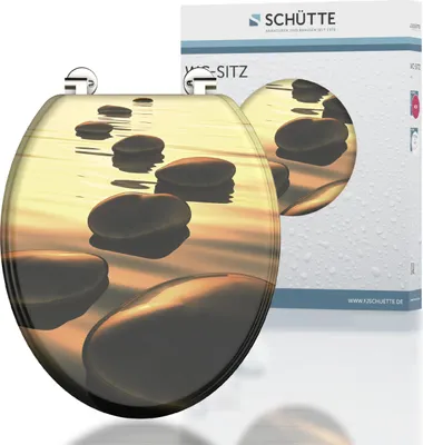 Produktbild von SCHÜTTE MDF WC Sitz Holzkern SEA STONE, Toilettendeckel passend für viele handelsüblichen WC-Becken, Klobrille, Toilettensitz