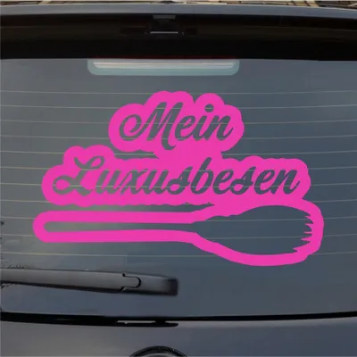 Produktbild von Heckscheibenaufkleber Mein Luxusbesen Hexe Witch 55x33 cm Pink Auto Aufkleber Sticker