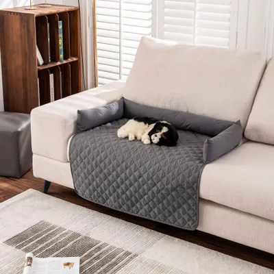 Produktbild von Hundedecke Sofa Sofaschutz Hundebett, Rutschfest Hundematte Hundekissen, Grau 90x120cm