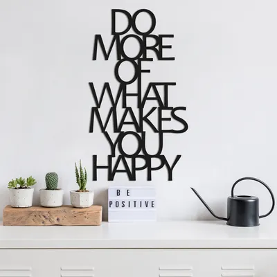 Produktbild von Wallity, Do More Of What Makes You Happy, Wanddeko, Schwarz, Metall, 41 x 70 cm