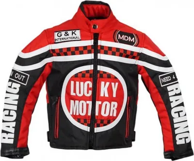 Produktbild von Kinder Motorradjacke Bikerjacke Motorrad Racing Winddicht Patch Biker Rocker (L,Rot)