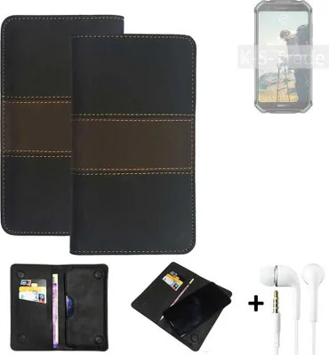 Produktbild von K-S-Trade Handyhülle + Kopfhörer kompatibel mit Doogee S40 Schutzhülle Walletcase Bookstyle Tasche Schutz Case Hülle Wallet Cover Kunstleder