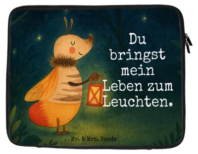 Produktbild von Mr. & Mrs. Panda Laptop Tasche Glühwürmchen Design 20 x 28 cm - Weiß - Geschenk, Glühwurm, Lustige Sprüche, Schutzhülle, Laptophülle, Hülle, Laptoptasche, Heiratsantrag