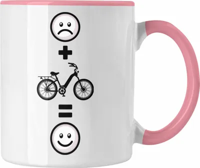 Produktbild von Trendation - E-bike Tasse Geschenk für E-Bike fahrer Geburtstag Lustige Geschenkidee :( + E-Bike = :) (Rosa)