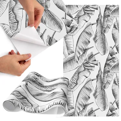 Produktbild von Möbelfolie 50x100 cm - Klebefolie Möbel - Selbstklebende Folie - Folie für Möbel - Möbelfolie Küche - Klebefolie Küche - Möbelfolie Schrank - Wasserdicht - Abwaschbar - Selbstklebend - Luftblasenfrei - Rückstandslos entfernbar - Bananenblätter