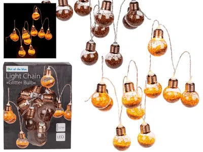 Lichterkette mit 10 Glitter-LEDs, 1,7 m, für 2x AA-Batterien, Indoor