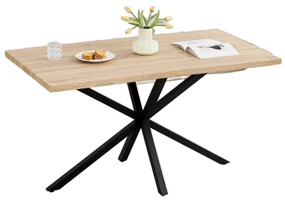 Immagine prodotto di Tavolo da pranzo, stile moderno minimalista, robusta base in metallo, legno chiaro