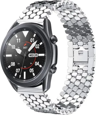 Produktbild von Strap-it Samsung Galaxy Watch 3 45mm Stahl-Fischarmband (Silber)