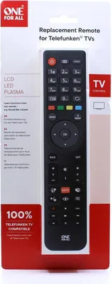 Zdjęcie produktu dla One For All TV Replacement Remotes URC 1918, TV, Podczerwień, Naciśnij przyciski, Czarny