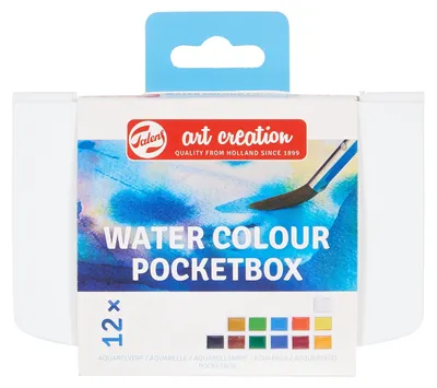 Image de Boîte de peinture aquarelle de voyage avec 12 couleurs et un pinceau