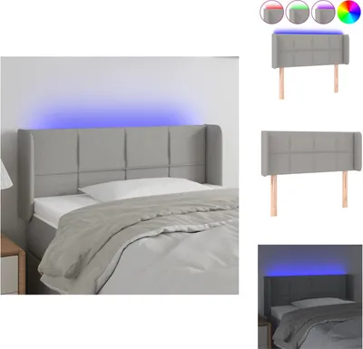 Produktbild von vidaXL LED Kopfteil Hellgrau 103x16x78/88 cm Stoff -  Kopf- & Fußenden