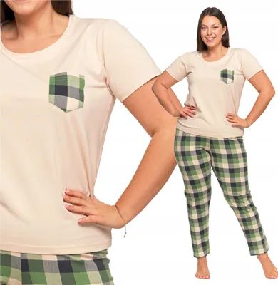 Produktbild von Damen Schlafanzug - zweiteilig Größe M - Kurzarm Bunt - Karohose