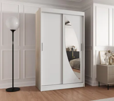 Obrázek produktu pro Šatní skříň 120 cm SUDENA s posuvnými dveřmi - bílá