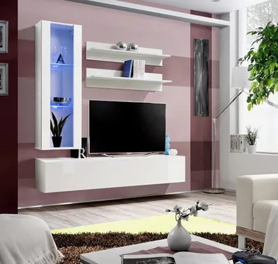 Produktbild von Komplett TV-Ständer Möbel Designer Einrichtung Set 4 tlg Lowboard Hänge Vitrine