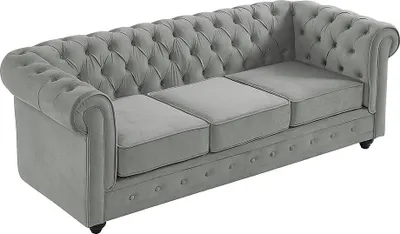 Produktbild von CHESTERFIELD 3-Sitzer-Sofa - Hellgrauer Velours