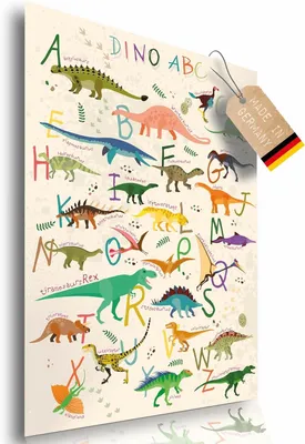 Immagine prodotto di Poster didattico sui dinosauri, alfabeto, formato 60 x 42 cm, ideale per la cameretta dei bambini