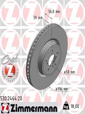 Produktbild von 2x ZIMMERMANN Bremsscheibe 530.2464.20 für SUBARU FORESTER (SJ) Outback (BR)