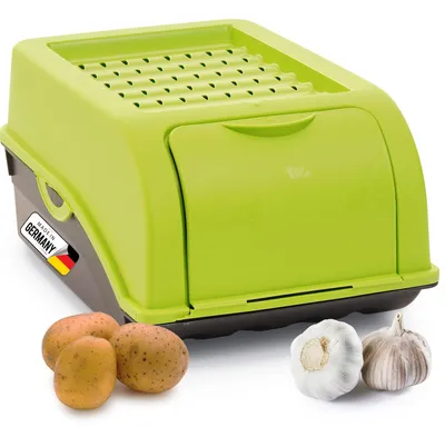 Produktbild von Novaliv 1x Klein 3,5 L Vorratsbehälter grün Aufbewahrungsbox Küche Zwiebelbehälter Knoblauchbehälter