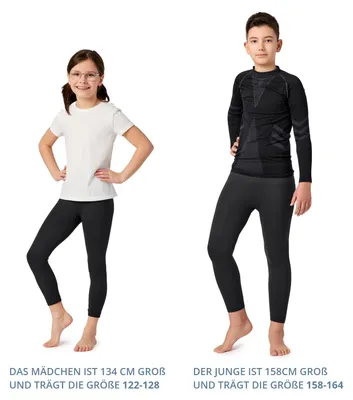 Produktbild von Ladeheid Lange Unterhosen Kinder Jungen Mädchen Funktionsunterwäsche Thermounterwäsche für Winter Sport Ski Outdoor Fußball Jogging LA40-259-TMPK (Schwarz, 146-152)