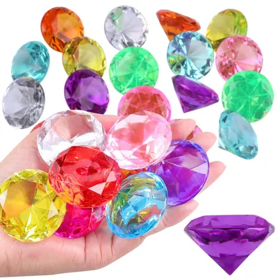 Productafbeelding van Acrylstenen - 30 stuks - Decoratieve diamanten voor knutselwerk en spel - Kleurrijk - 30 mm