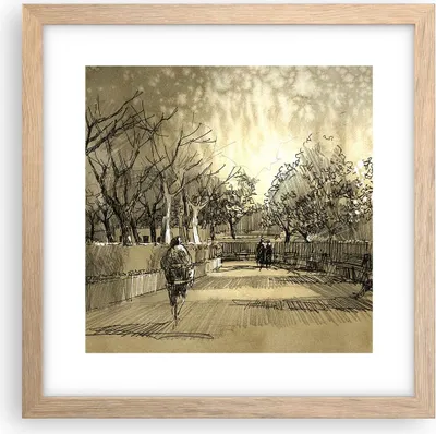 Produktbild von Gerahmtes Poster - Rahmen in heller Eiche - Park Spaziergang Baum - 30x30 cm - Wand Bild - Wanddeko - Wandbilder - Wandposter - Bilderrahmen - Bilder - Kunstdruck - Wandbild - P2NAC30x30-3758